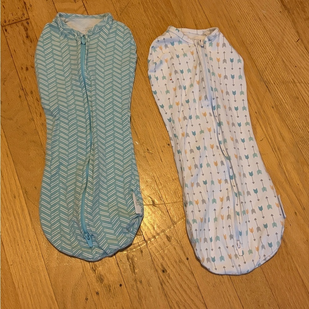 Baby zipper sleep sacks arms in swaddle newborn